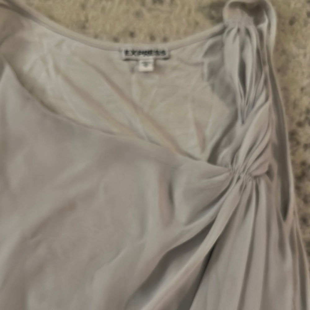 Express Gray Asymmetrical Ruched Tank Top - Picture 3 of 4